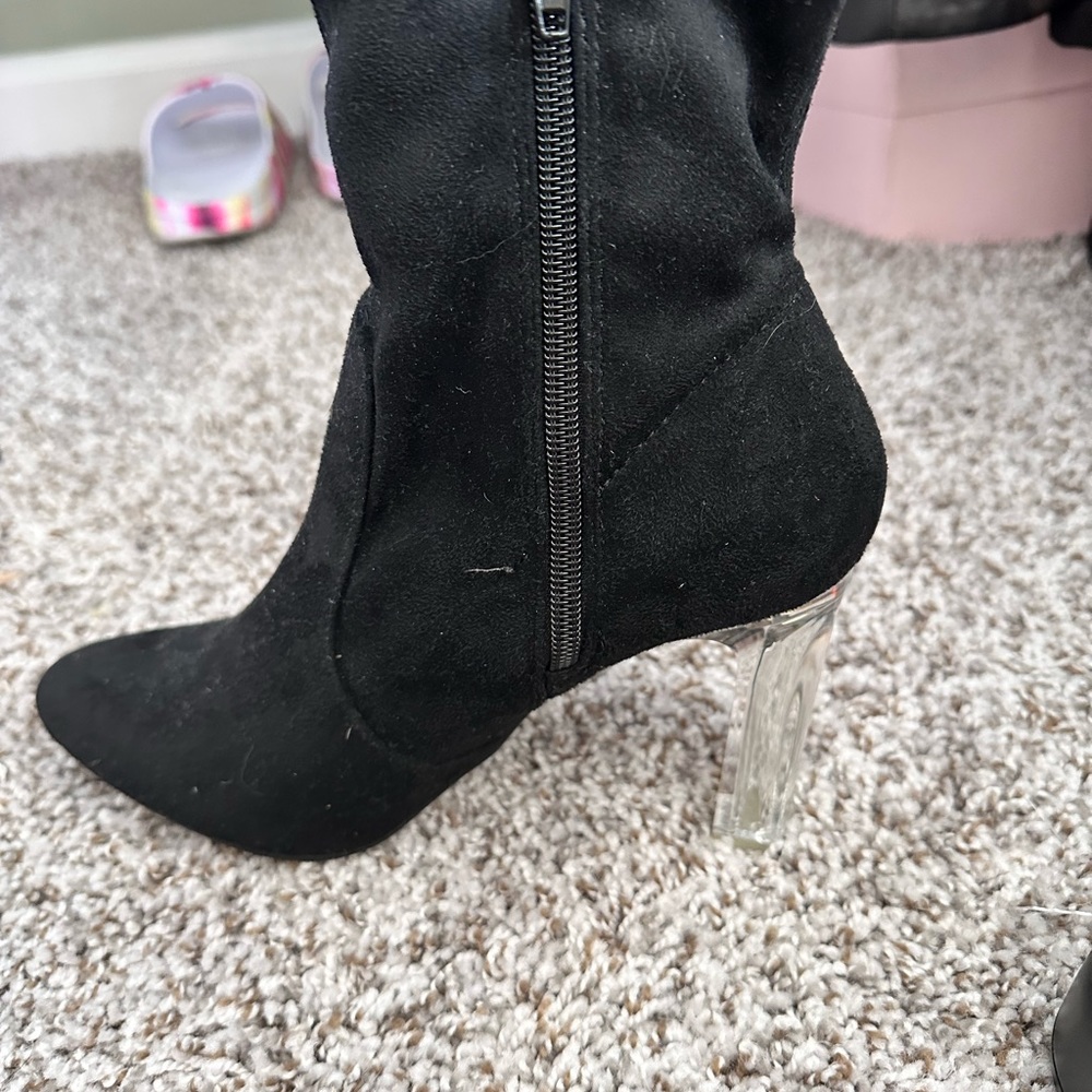 Ankle boots with clear heel